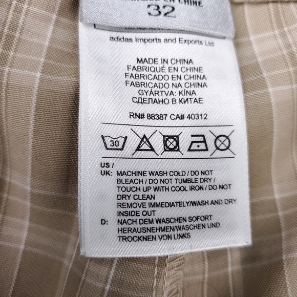 New Adidas Tan Plaid Men's Golf Shorts w32 - Picture 4 of 11